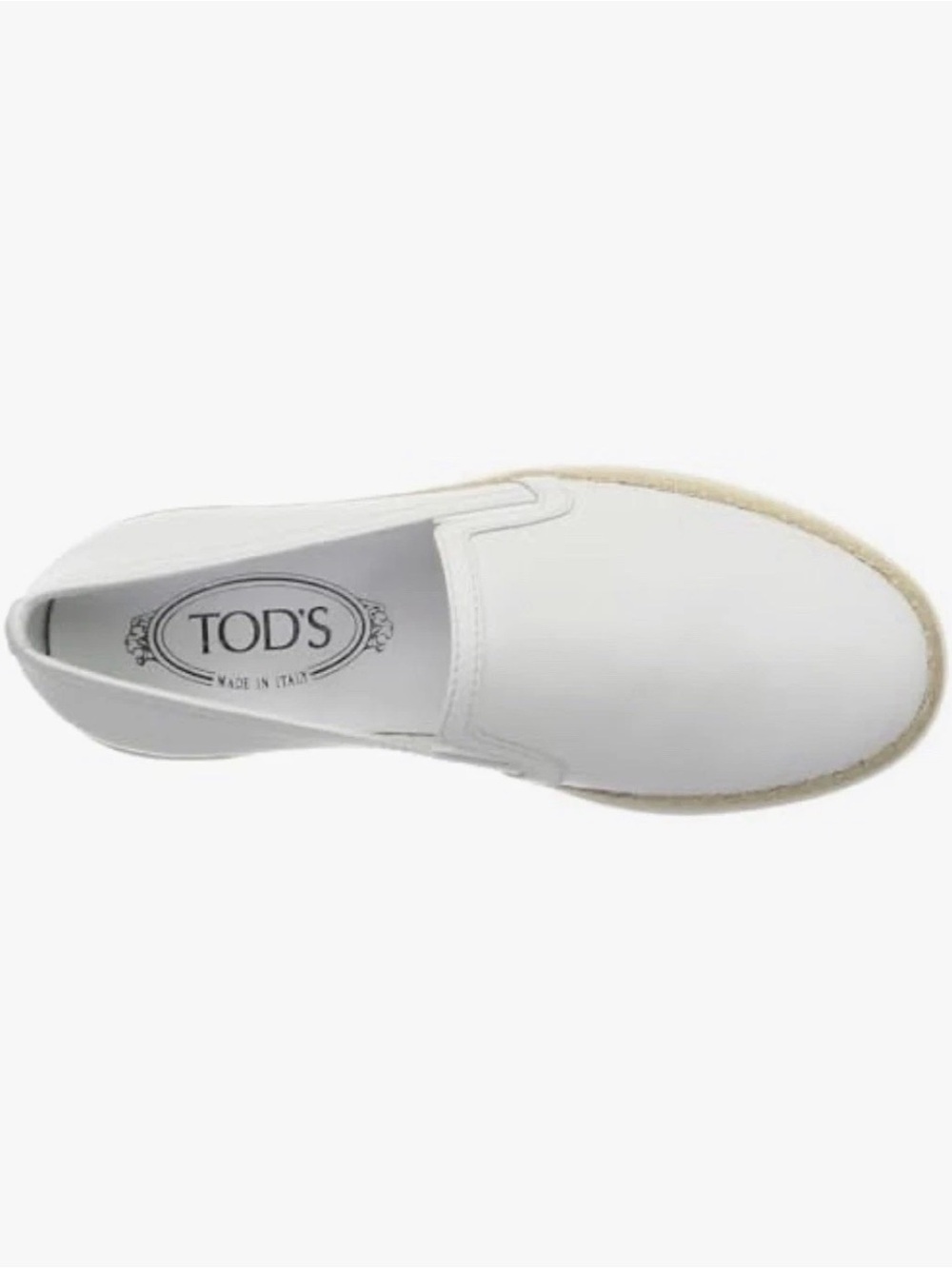 Tod's White Leather Slip-On Espadrille Mule